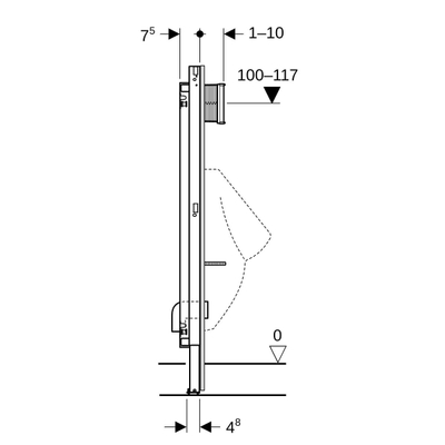 Geberit Duofix Urinoir element - 130cm universeel - voor urinoirstuursysteem basic