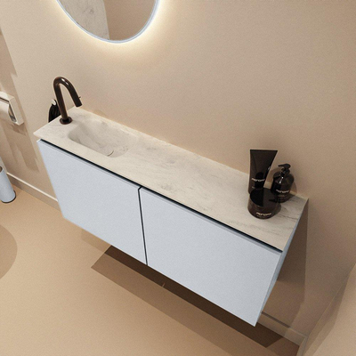 MONDIAZ TURE-DLUX 100cm toiletmeubel Clay. EDEN wastafel Opalo positie links. Met 1 kraangat.