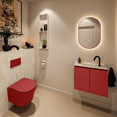 MONDIAZ TURE-DLUX Meuble de toilette 60 cm Fire. Lavabo EDEN Ostra position milieu. Avec 1 trou de robinet.