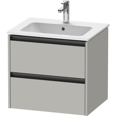 Duravit Ketho.2 Wastafelonderbouwkast - met 2 laden - 61x48x55cm - met grepen antraciet - betongrijs mat
