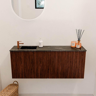 Mondiaz JOYA-DLUX 100cm toiletmeubel - kleur Ruby - Wastafel FAYE positie Links 1 kraangat kleur Lava.