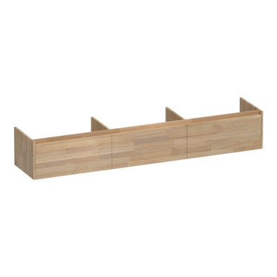BRAUER Embrace meuble sous-vasque - 219.8x35x45.5cm - avec 3 tiroirs softclose - sans poignée - 0 découpes pour siphon - chêne massif - abouté chêne gris