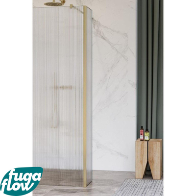 FugaFlow Eccelente Vetro Paroi latérale - 50x200cm - verre nervuré - 8mm - avec profilé d'angle - Laiton brossé