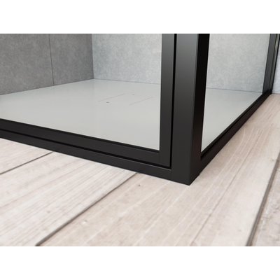 Saniclass Bellini Paroi latérale 100x200cm verre de sécurité anticalcaire cadre Lines extérieur Noir mat
