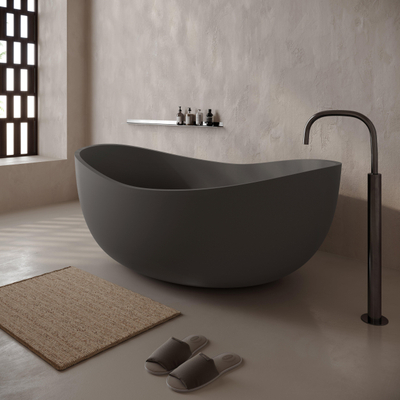 Ideavit Idea Sense D5 Baignoire îlot - 160x97.5x58cm - anti-rayures - revêtement Nano - avec bonde pop-up - Béton D5