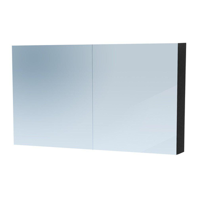 Saniclass Dual Spiegelkast - 120x70x15cm - 2 links- rechtsdraaiende spiegeldeur - MFC - black wood