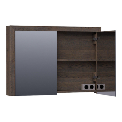 BRAUER Rise armoire de toilette miroir - 100x70x15cm - sans éclairage - 2 portes miroir double face - chêne à lames noir