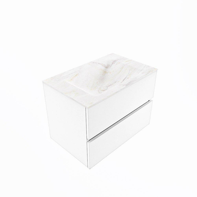 Mondiaz VICA-DLUX ensemble de meuble de salle de bain - 70cm - meuble sous lavabo talc - 2 tiroirs - lavabo encastré cloud milieu - 1 trou de robinet - miroir modèle spot - version XL 60cm haut - ostra