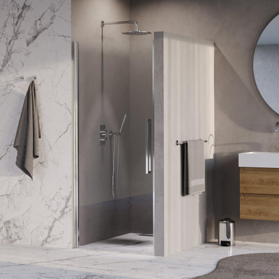 BRAUER Cosmic Porte de niche - 90x200 - pivotante - transparent - verre réversible incl. revêtement en verre - chrome