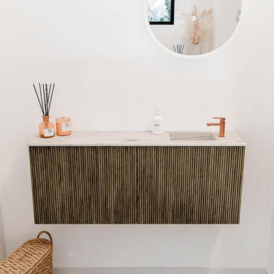 Mondiaz JOYA-DLUX 100cm meuble de salle de bains - couleur Dusk - Vasque FAYE position Droite 1 trou de robinet couleur Nata.