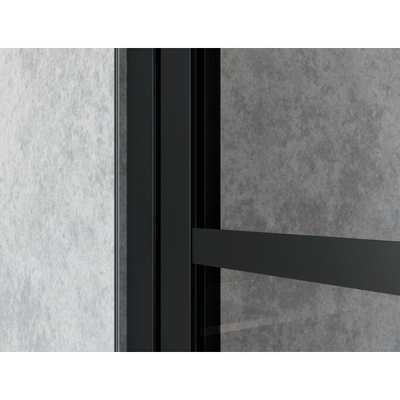 Saniclass Bellini douchecabine 100x100cm met vast paneel veiligheidsglas frame lines aan buitenzijde met anti kalk zwart mat