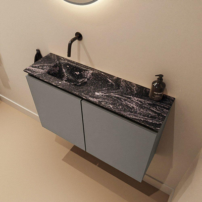 MONDIAZ TURE-DLUX 80cm toiletmeubel Smoke. EDEN wastafel Lava positie links. Zonder kraangat.