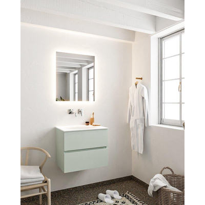 Mondiaz VICA Ensemble de meuble de salle de bain - 60cm - meuble sous-vasque gris - 2 tiroirs - lavabo lune milieu - sans trou de robinet version XL 60cm de haut