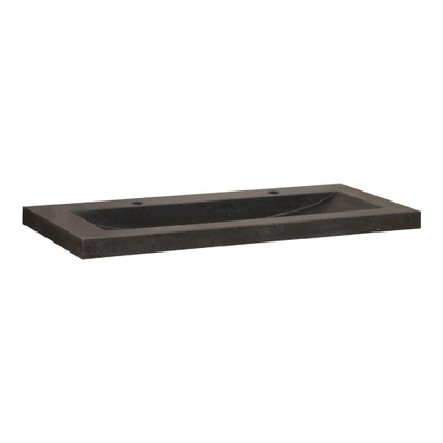 BRAUER Magma wastafel 100x46x5cm - 1 wasbak - 2 kraangaten - natuursteen - basalt antraciet