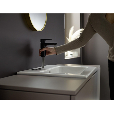 Hansgrohe Vernis Blend wastafelkraan 108 coolstart met waste mat zwart