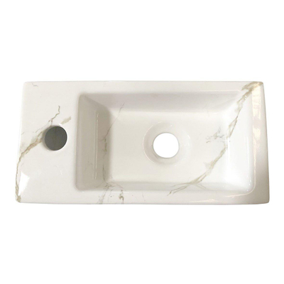 Wiesbaden Rhea S mini vasque à poser gauche 36,5 x 18 x 9 cm céramique carrara