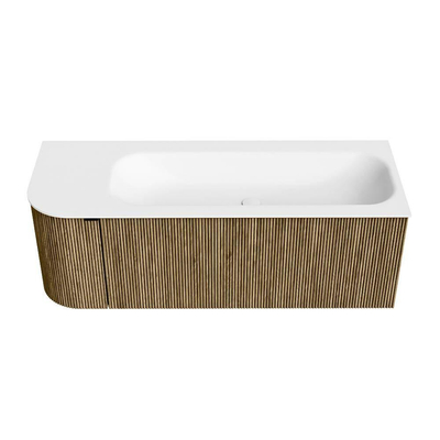Mondiaz KURVE Badkamermeubelset - 125x46x40cm - 1 lade - 1 deur - wastafel solid surface - rechts - 1 kraangat - Dusk