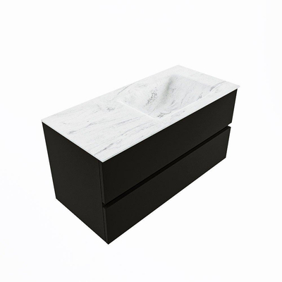 MONDIAZ VICA-DLUX Badkamermeubelset - 100cm - onderkast urban- 2 lades - inbouw wastafel cloud rechts - zonder kraangaten - 60cm hoge versie - opalo
