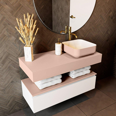 Mondiaz TOP 46 Plan vasque suspendu - 100x46x12cm - adapté pour vasque à poser - Solid surface - Rosee