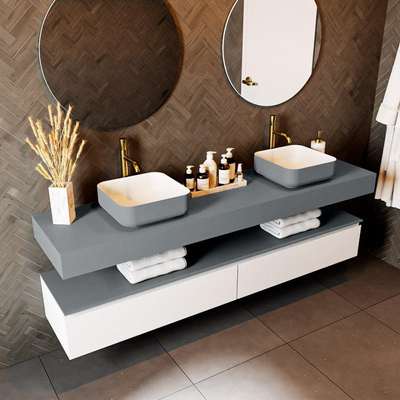 Mondiaz TOP 46 Vrijhangend Topblad - 190x46x12cm - geschikt voor waskom - Solid surface - Plata