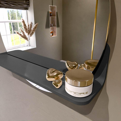 Miroir de salle de bain Mondiaz SPOT - rond 50cm - étagère miroir - couleur Gris Foncé