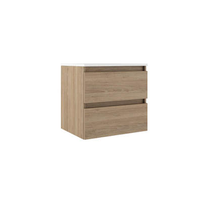 Saniclass Chaci Badkameronderkast - 60cm - 2 lades - greeploos - eiken SHOWROOMMODEL