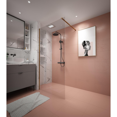 FugaFlow Efficiente Vetro 2.0 Douche à l'italienne - 80x200cm - profilé mural - barre de stabilisation - verre clair - or mat