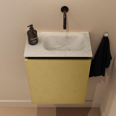 MONDIAZ TURE-DLUX Meuble de toilette 40cm Oro. EDEN lavabo Opalo position droite. Sans trou de robinet.