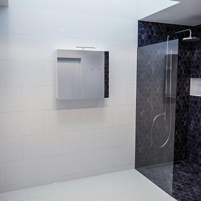 Mondiaz CUBB Armoire de toilette avec miroir - 80x70cm - 2 portes - Talc (Blanc)