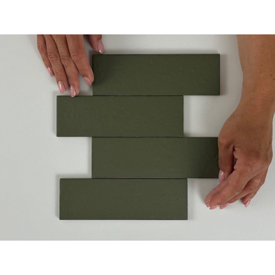 SAMPLE Terravito Nocino wandtegel - 6x18.6cm - Selva mat (groen)