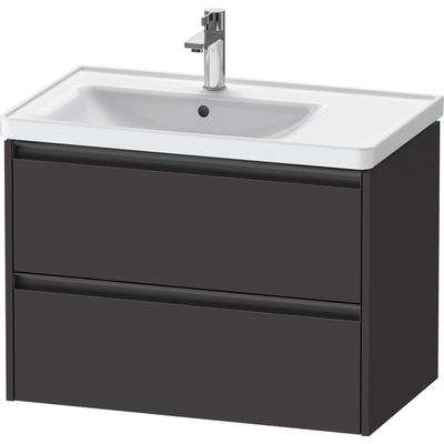 Duravit Ketho.2 Wastafelonderbouwkast - met 2 laden - voor waskom links - 78.4x45.5x54.9cm - met grepen antraciet - grafiet supermat