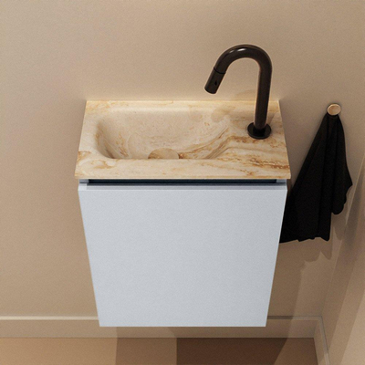 MONDIAZ TURE-DLUX Meuble de toilettes 40 cm Clay. EDEN lavabo Frappe position gauche. Avec 1 trou de robinet.