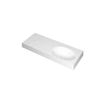 INK Smooth wastafel - 140x45x9cm - 1 wasbak rechts - 0 kraangaten - polystone wit glans