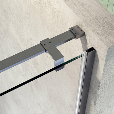BRAUER Stellar Nisdeur - 2-delig - 140x200cm - draaideur - glascoating - omkeerbaar - helder glas - mat zwart