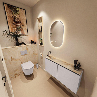 MONDIAZ TURE-DLUX 100cm toiletmeubel Cale. EDEN wastafel Frappe positie links. Met 1 kraangat.