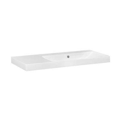 Saniclass Wave Lavabo meuble - 100x46x7.5cm - trop-plein - 1 bassin à droite - sans trous de robinet - céramique - blanc