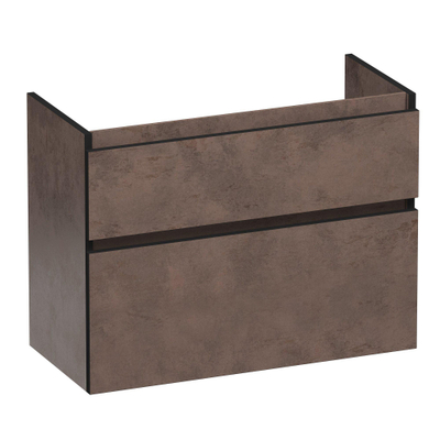 BRAUER Delight Edge meuble de salle de bains pour lavabo peu profond 80 2 tiroirs softclose - sans poignées - 1 découpe pour siphon - Erosion
