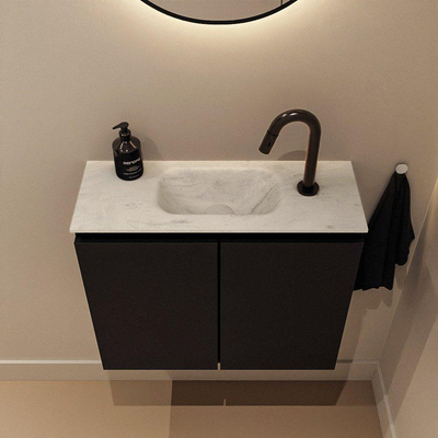 MONDIAZ TURE-DLUX Meuble de toilettes 60 cm Urban. EDEN lavabo Opalo position milieu. Avec 1 trou de robinet.