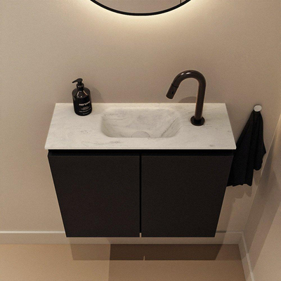 MONDIAZ TURE-DLUX Meuble toilette - 60cm - Urban - EDEN - vasque Opalo - position centrale - 1 trou de robinet