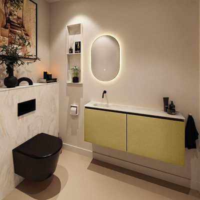 MONDIAZ TURE-DLUX Meuble toilette - 120cm - Oro - EDEN - vasque Ostra - position gauche - sans trou de robinet