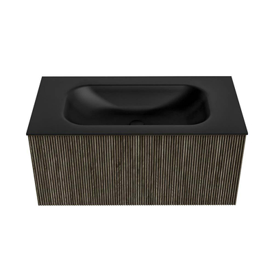 Mondiaz KURVE Badkamermeubelset - 90x46x40cm - 1 lade - wastafel solid surface - midden - zonder kraangat - Shadow