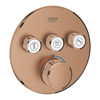 Grohe Grohtherm SmartControl Inbouwkraan - thermostatisch - met omstel voor 3 functies - rond - brushed warm sunset (koper)