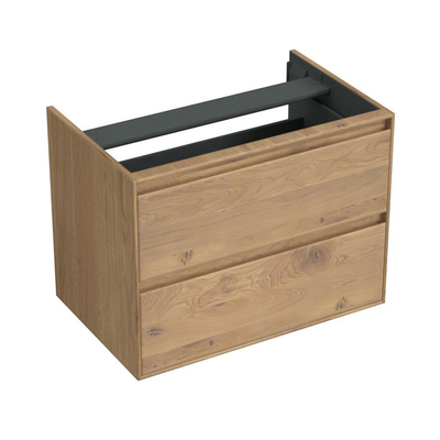 Forzalaqua Reno 2.0 meuble sous-lavabo 80x51x60cm avec 2 tiroirs sans poignées à fermeture douce Chêne massif Oyster