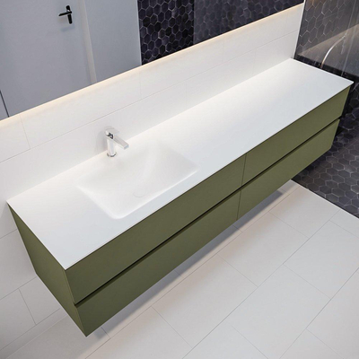 Mondiaz VICA ensemble de meuble de salle de bain - 200cm - meuble sous-vasque armée - 4 tiroirs - lavabo nuage gauche - 1 trou de robinet - miroir LED - version XL 60cm de haut