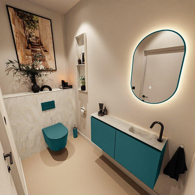 MONDIAZ TURE-DLUX 100cm toiletmeubel Smag. EDEN wastafel Ostra positie rechts. Met 1 kraangat.