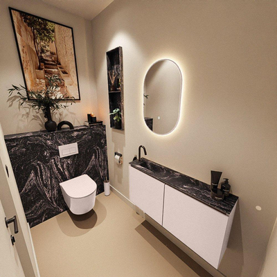 MONDIAZ TURE-DLUX Meuble toilette - 100cm - Rosee - EDEN - vasque Lava - position gauche - 1 trou de robinet