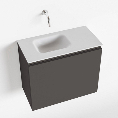 MONDIAZ OLAN Toiletmeubel 60x30x40cm met 0 kraangaten 1 lades dark grey mat Wastafel Lex links Solid Surface Wit
