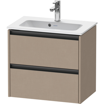 Duravit Ketho.2 Wastafelonderbouwkast - met 2 laden - 61x39x54.9cm - met grepen antraciet - linnen mat