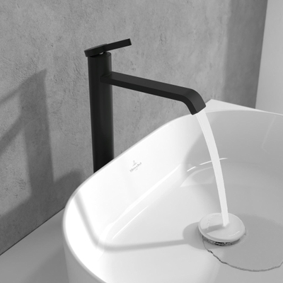 Villeroy & Boch Dawn 1 greeps wastafelkraan verhoogd - zonder pop up afvoergarnituur - mat zwart