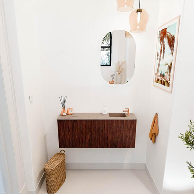 Mondiaz JOYA-DLUX 100cm toiletmeubel - kleur Ruby - Wastafel FAYE positie Rechts 1 kraangat kleur Arena.